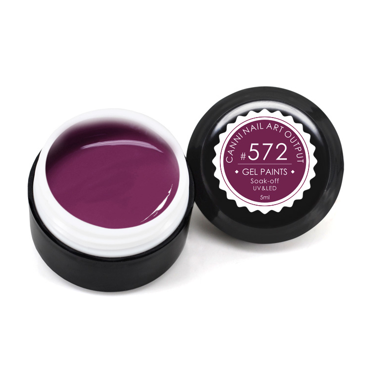Гель-фарба Canni Nail Art Output Gel Paints Soak-off UV&amp;LED 572 темна рожево-пурпурова, 5 мл